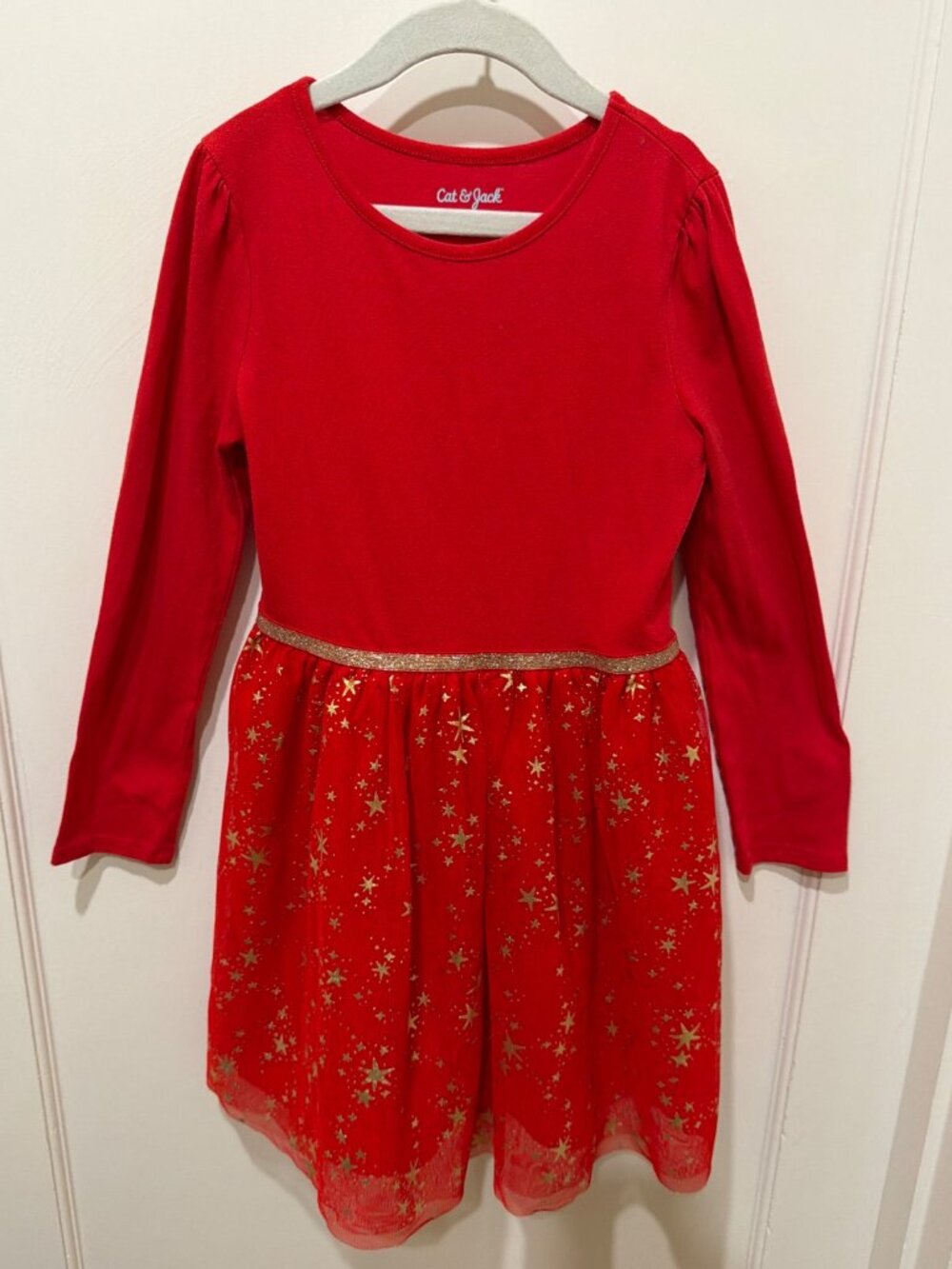 Cat & Jack Girls Red Star Tulle Dress - Size M (7/8)
